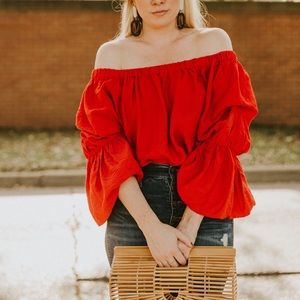 LUSH off the shoulder red blouse. Size XL